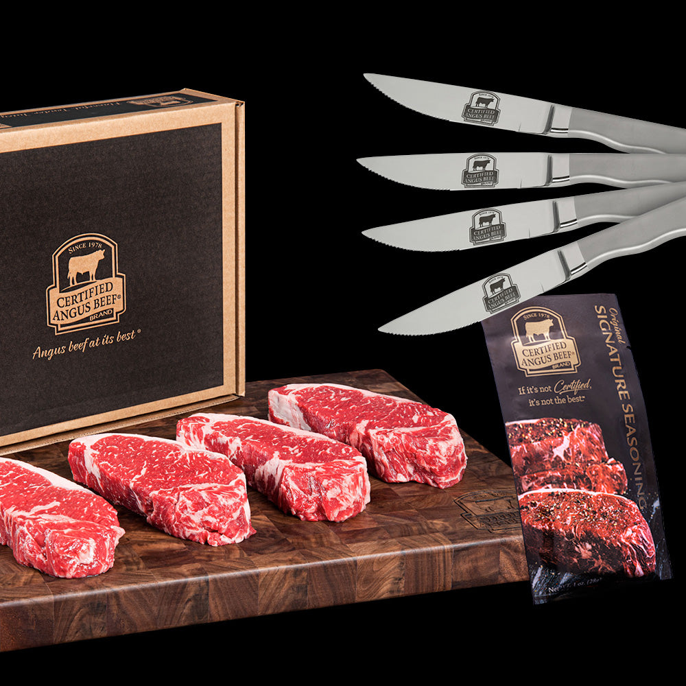 American Angus Auxiliary Gift Collection - Strip, Premium Knives, & Seasoning